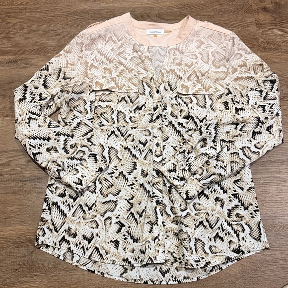 Calvin Klein Tops - Calvin Klein Snake Print Button-Up Blouse